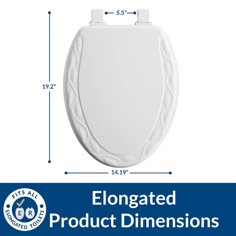 Mayfair Sculptured Ivy Toilet Seat, Easy Clean Hinges with Durable
