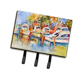 Caroline's Treasures JMK1052TH68 Deep Sea Fishing Boats at The Dock Leash or Key Holder, Triple, Multicolor
