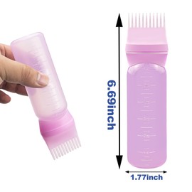 4 Pcs Root Comb Applicator Bottle 6oz,Hair Oil Applicator Bottle for Hair,Oil Comb Applicator Hair Bottle Applicator for Hair Dye Shampoos Hair Salons Camping Traveling(Pink)