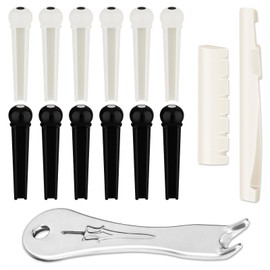 Pack of 12 Acoustic Guitar Bridge Pins with 2 Saddle Nuts for Guitars and 1 Piece Bridge Pin Puller, Guitar Bridge Pins, Guitar Accessories, Accessories for Guitar Bridge Pins