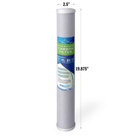Standard Whole House Coconut Shell Carbon Block 5 Micron Water Filter 20” x 2.5” Fits 20” x 2.5” Housings. Remove Chlorine and Bad Odor. Compatible with C1-20, HX-CB-25-2010, F3WCB32 Pack of 6