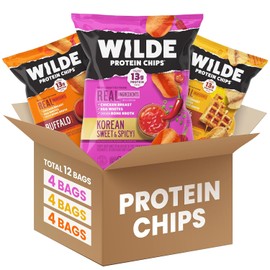 WILDE Protein Chips Variety Pack, High Protein Snacks for Adults, Keto Chips, Gluten Free, Low Carb Snack Box Made with Real Ingredients 1.34oz Bags, Pack of 12