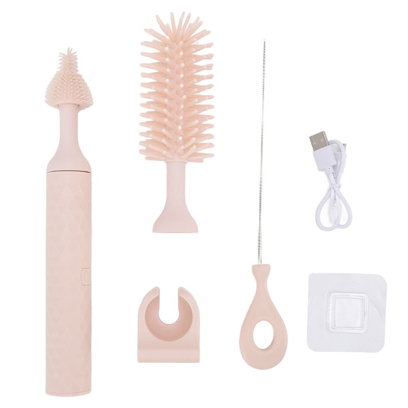Electric Baby Silicone Nipple Bottle Brush Set Waterproof IP65 Ergonomic