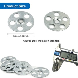ESINO 120 Pieces Tile Backer Board Washers, Easy Fix Washers, 36mm Diameter Stainless Steel Fixing Washers for Insulation Thermoboard Backer Boards