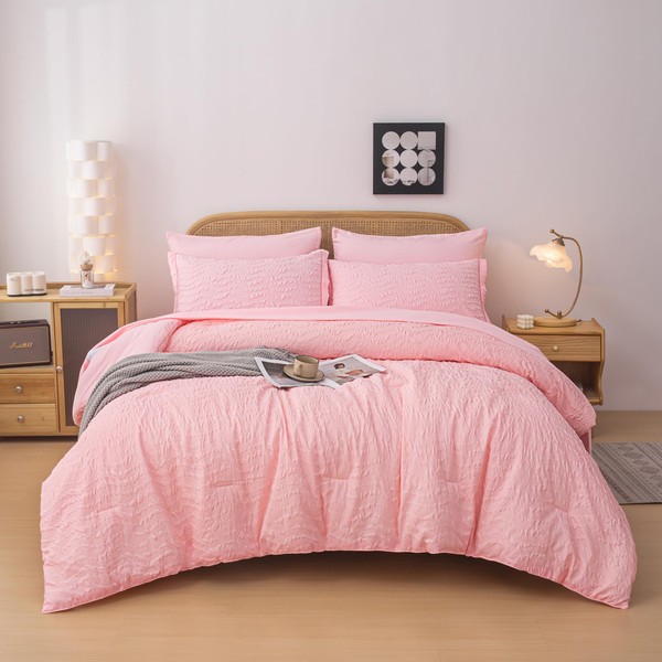 Peopleareok Pink Comforter Sets Twin Size, Bed in a Bag