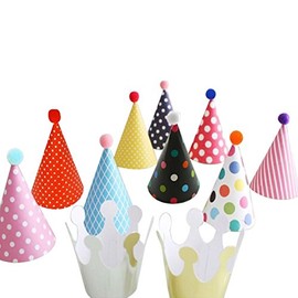 Wrapables® Kids Mini-Sized Party Hats with Pom Poms and Crowns for Birthday Parties and Holidays