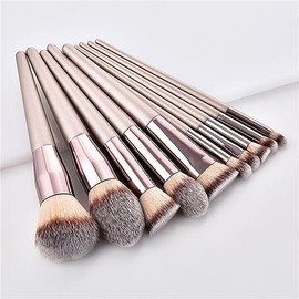 Cepillos portátiles suaves del sombra de ojos cepillos maquillaje oro champán la manija madera 14pcs                                                  