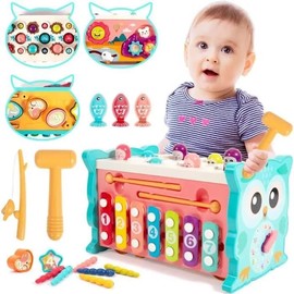 Juguetes Montessori 8 en1, Juegos Didácticos Multifuncional Hexaédrico para Niños, Juguetes Estimulacion Temprana, Juguete Sensorial, Juguete para Mar