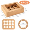 Hoewina 6PCS Cupcake Boxes - Hold 12 Count Cupcake Containers