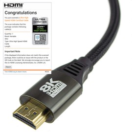 kenable Certified Ultra High Speed HDMI 2.1 Cable 8K@60/4K@120 48Gbps Metal Plugs 0.5m [0.5 metres]