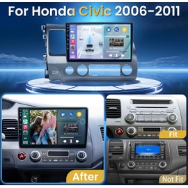 8-Core 4+32G Car Radio for Honda Civic 2006-2011: Android 13 Stereo Wireless Carplay Android Auto, 10" Touchscreen 1280 * 800 5G WiFi GPS Navigation Backup Camera