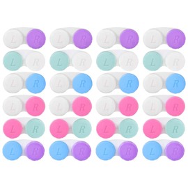 KISEER 24 Pack Colorful Cute Contact Lens Case Bulk Box Holder Container Soak Storage Kit (6 Color)
