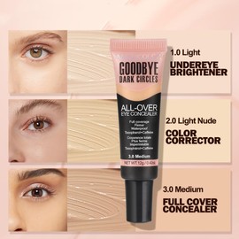 Under Eye Concealer, Color Corrector for Dark Circles, 【Full Coverage & Brightening】【Waterproof & Long Lasting】【Lightweight】Natural Matte Finish Concealer for Women, 02 Light Nude