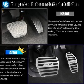 Kakash - Accesorios interiores personalizados para Nissan Sentra 2020 2021 2022 - Fundas de pedal de acelerador de gas de aleación de aluminio, antideslizantes, sin perforaciones, almohadillas para