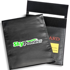 SkyPioneer 2 Pack Lipo Safe Bags, Fire Retardant Lipo Battery Bag, 6.9''x9'' Black, Fireproof Explosion-proof Sack for Charging and Storage