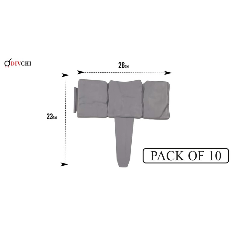 DIVCHI Grey Stone Effect Lawn Edging 10 Pcs Cobblestone Garden