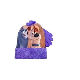 Secret Life of Pets Chloe and Max Kids Beanie Hat Glove Set Blue