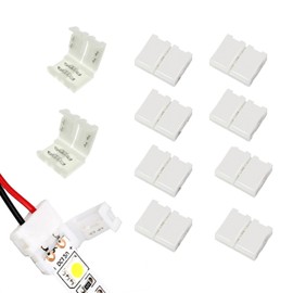 YAFIYGI 10 Pcs Led Strip Connectors 2 Pin 8mm 12V 24V Led Solderless LED Strip Connectors Unwired Clips for Quick Connection SMD 3528 2835 LED Strip Lights to DIY Led Tape Light Connectors