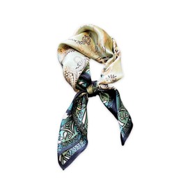 LumiSyne Women's Square Silk Scarf 70 x 70 cm Retro Printed Geometric Chain Monogram Pattern Lightweight Satin Square Scarf Multifunctional Neckerchief Headscarf Bandana Headpiece Headband, Green