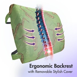 Ambesonne Jazz Music Lumbar Pillow, Hand Drawn Style Saxophone Instruments on Green Background Orchestra, Soft Back Cushion for Office Chairs with Adjustable Straps, 14" x 13", Green Yellow Brown