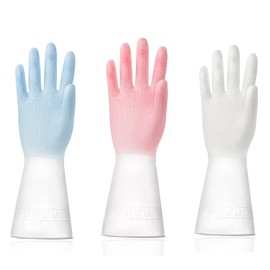 Narfar [3 Pairs] Premium Dishwashing Cleaning Gloves - Rubber Kitchen Gloves, Household Cleaning, Gardening, Hand Protection (Medium)