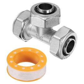 uxcell Compressed Air Piping Tee Fitting, G3/4"(Tubing x Tubing x Tubing) 3-Way Connector, Tube Fitting for Tubing System