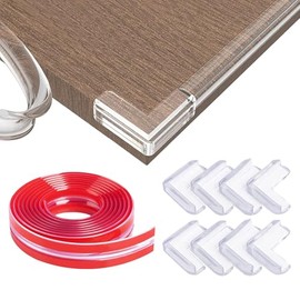 Protectores de Esquinas para Muebles de Silicona, Tira Protectora de Bordes 4M + 8 Esquinas, Anticolisión Proteccion de Bordes, Anticolisión Tira para Seguridad niños para Mesas, Escaleras