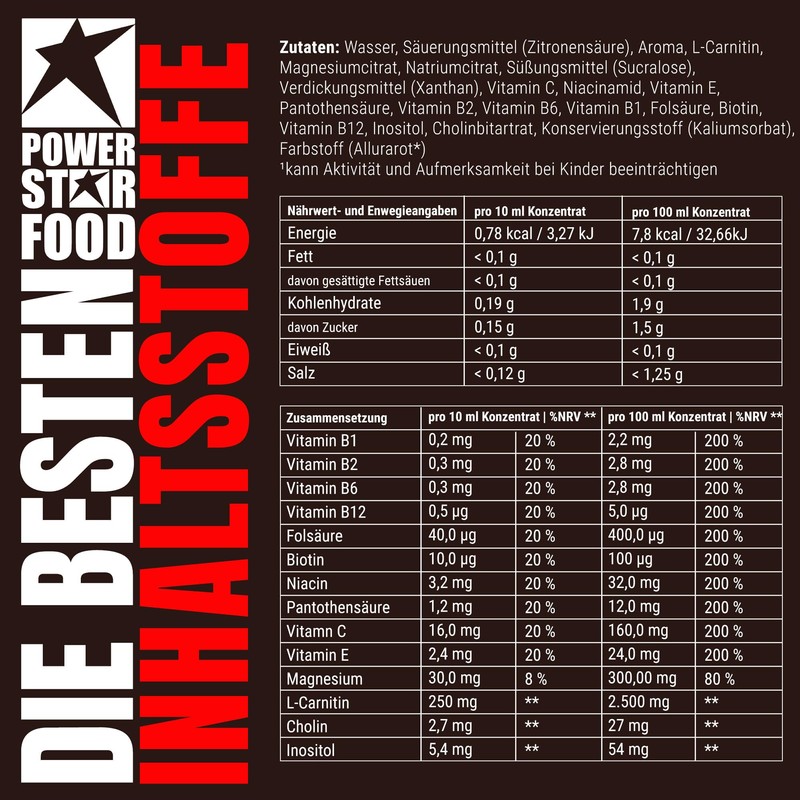 Powerstar FRESH DRINK ZERO | Zuckerfrei | Fitness Getränke-Sirup mit