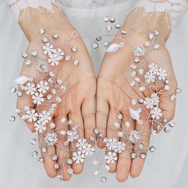 Runmi Bridal Hair Vine Silver Crystal Bridal Hair Accessories for Women Girls