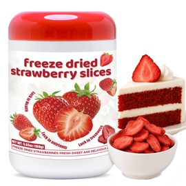 Freeze Dried Strawberries Slices - 5.6oz All Natural Crispy Fruit, Perfect for Snacking, Baking, Smoothie Bowls, Topping for Ice Cream, Oatmeal, Recipes, Vegan, Non-GMO