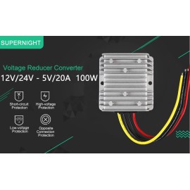 DC 20A 100W Converter DC 12V 24V Step Down to DC 5V Voltage Regulator Waterproof