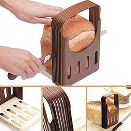 HK Kitchen Plastic Bread Slicer with Smiley Face Magnet, Brown