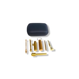 M&M Smartek Golden Set To Go Snuff Dispenser for Snuff (Tubes, Chopping Card Lines, Spoon, Doser) in Soft Case, Black