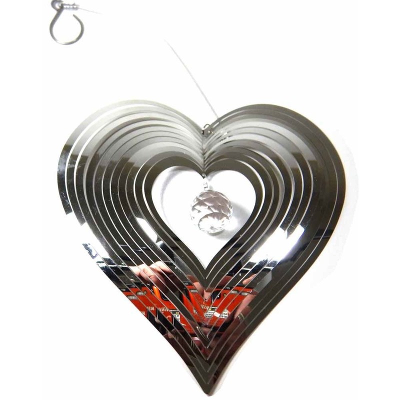 Hanging Stainless Steel Garden Wind Spinner Sun Catcher Crystal -
