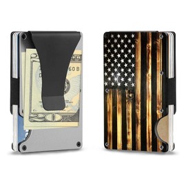 Carbon Fiber Minimalist Credit Card Wallet, Vintage Flag, Minimalist