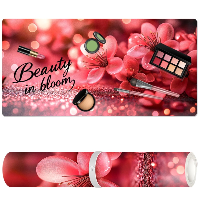 Dual-Sided Synthetic Leather Decorative Makeup Mat for Crafting, Furniture Protection,