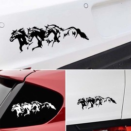 Black Running Horses Fashion Car Vehicle Self-Adhesive Sticker, Waterproof Decal Decor Bumper Stickers Exterior Accessories