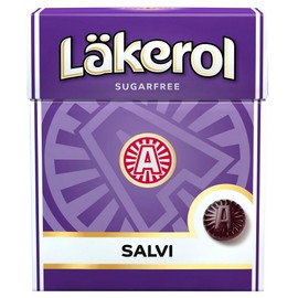 Läkerol Salvi Lakerol Original Swedish Salmiac Salt Liquorice Licorice Root Sugar-Free Stevia Pastilles Box 25 g x 4 Pieces