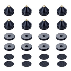 Pailvens Speaker Spikes Floor Protectors 8pcs, Light Weight Shockproof Speaker Isolation Stand Feet for HiFi Amplifier, Subwoofer, DAC Recorder, Turntable, Cone Base Pad with Adhesive, Black
