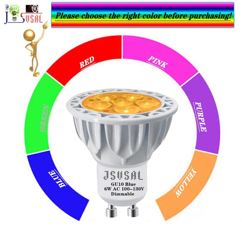 JSVSAL MR16 (GU10 Base) LED Light Bulb,Dimmable,120-Volt,Yellow, 6-Watt(50-Watt Equivalent),Aluminum Casing,40