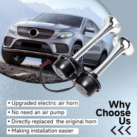 FARBIN Car Horns 12V Electric Truck Horn Loud Train Horn for Car Dual Horns for Motorcycle Semi Truck Pickup SUV Boat (Silver)