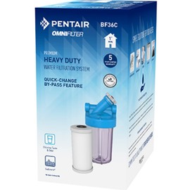 Pentair OMNIFilter BF36C Water Filter System, 10" Premium Whole House Big Blue Heavy Duty with Bypass, 1" NPT, Includes 10" Housing, TO8 Carbon Cartridge and All Tools
