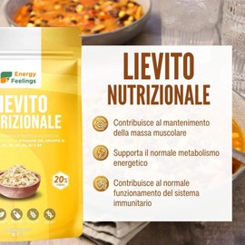 Energy Feelings Lievito Nutrizionale in Scaglie 250g. Lievito Alimentare Naturale Inattivo, Integratore Ricco di Vitamine B e Proteine 46%, in Fiocchi Senza Glutine e Vegano