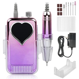 Baomifa Drill para Uñas Profesional 35000 RPM, Velocidad Ajustable Torno Portátil para Uñas con 6 Tipos Cabezales de Lijado para Uñas Profesional Manicura y Pedicura (Purple)