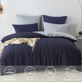 Nesture Bed Linen 155 x 220 cm 2-Piece Dark Blue/Grey