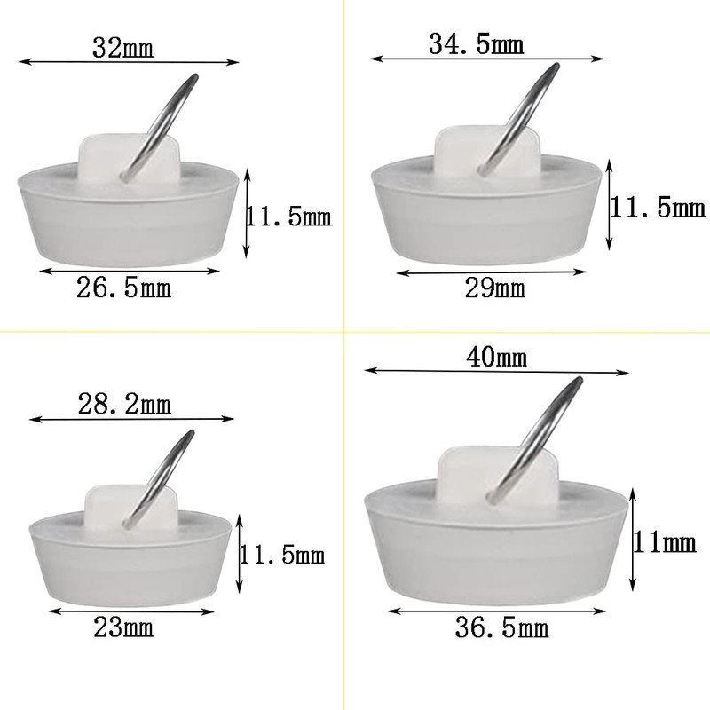Lowats Rubber Sink Stopper Set of 8 Sink Stopper Set