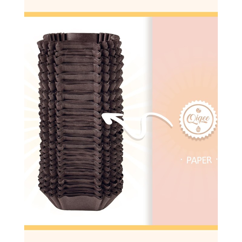 qiqee 500pcs Coffee Square Cupcake Liners Muffin Linner No Smell,