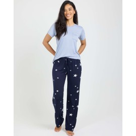 Real Essentials 2 Pack: Women's Pajama Set - Choose from Short Sleeve with Pocket or Long Sleeve without Pocket