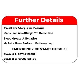 ICE in Case of Emergency - Medical Alert ID Card All Conditions Custom Printed