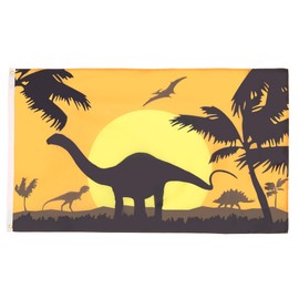 AZ FLAG - Flagge Dinosaurier-Silhouette - 150x90 cm - Dinosaur Fahne 100% Polyester mit Messing-Ösen - 110g